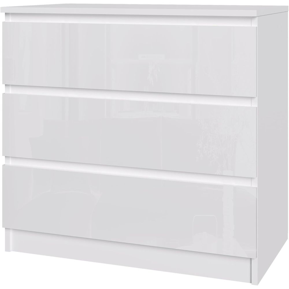 Woodworking Veneer - High-Gloss Wooden Drawer Chest with Sleek