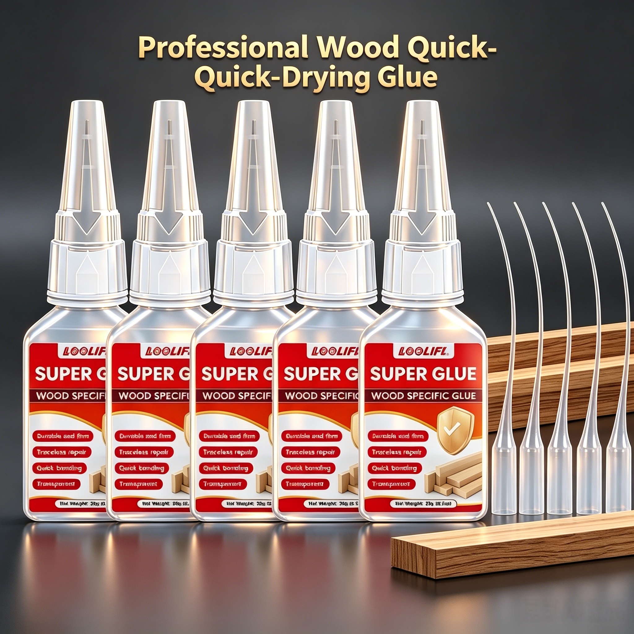 Woodworking Quick Glue - 5 tubes of quick-drying wood glue,