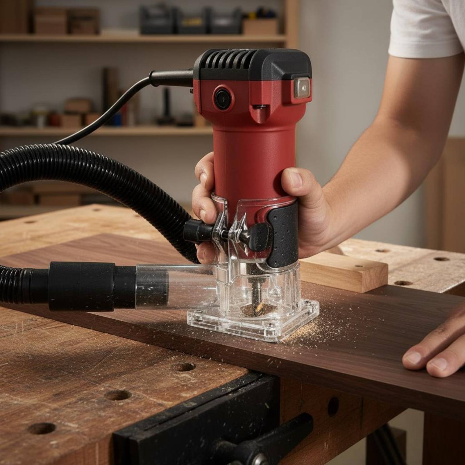 Vacuum Cleaner Woodworking - Transparent Router Dust Hood Wear-Resistant Woodworking