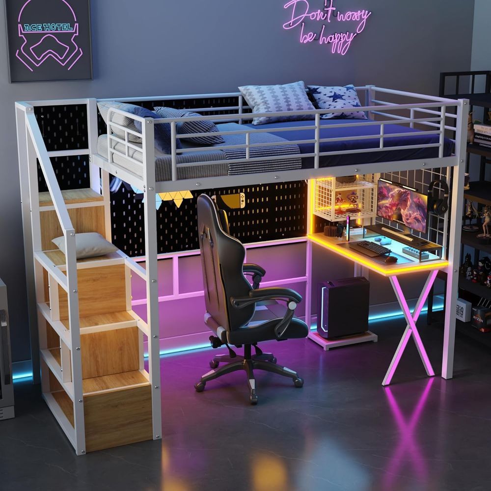 Twin Size Metal Loft Bed with  - Woodworking Lofts 리뷰 및 가격