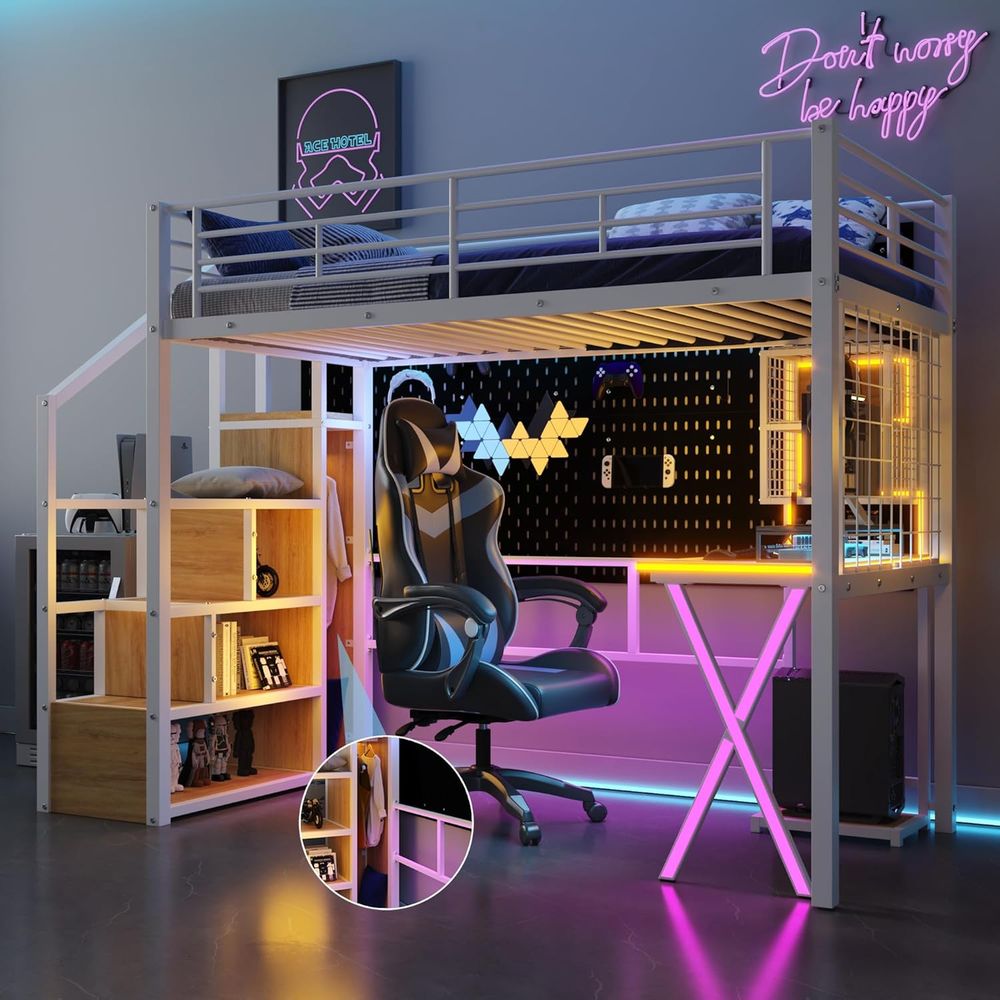 Twin Size Metal Loft Bed with  - Woodworking Lofts 리뷰 및 가격